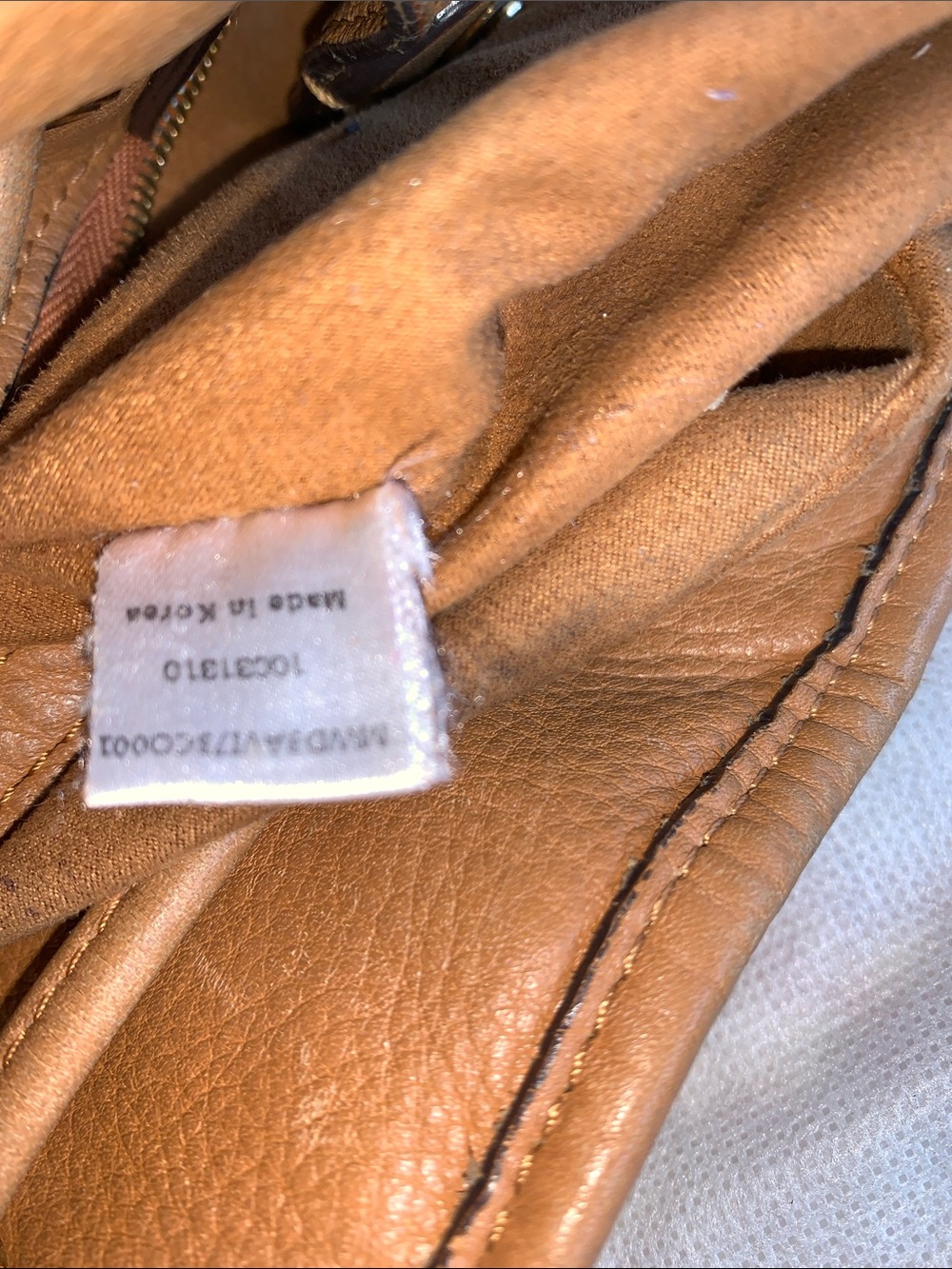 MCM Cognac Visetos Drawstring Bucket Crossbody bag with Authenticity card - Picture 12 of 13